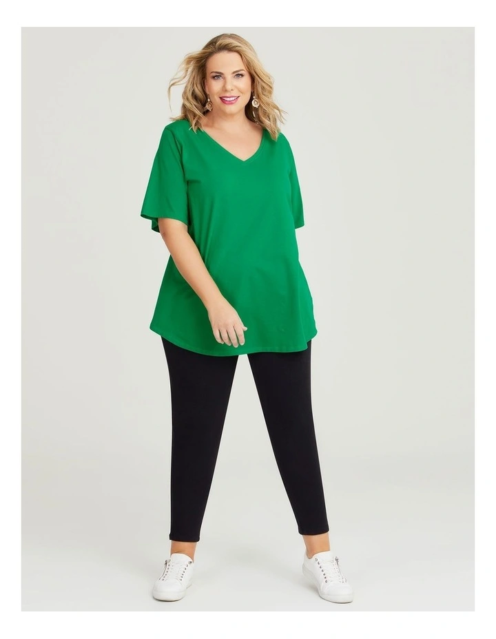 Taking Shape Australian Cotton V-Neck Tee in Botanical Green | MYER