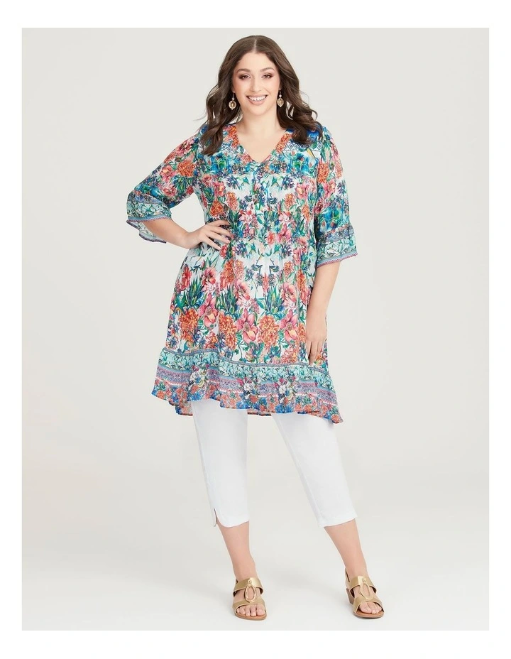 Natural Beaucoup Tiered Tunic in Print image 1