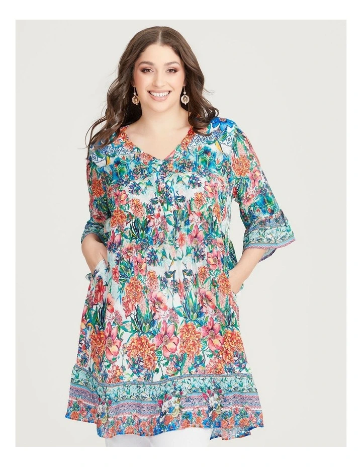 Natural Beaucoup Tiered Tunic in Print image 3