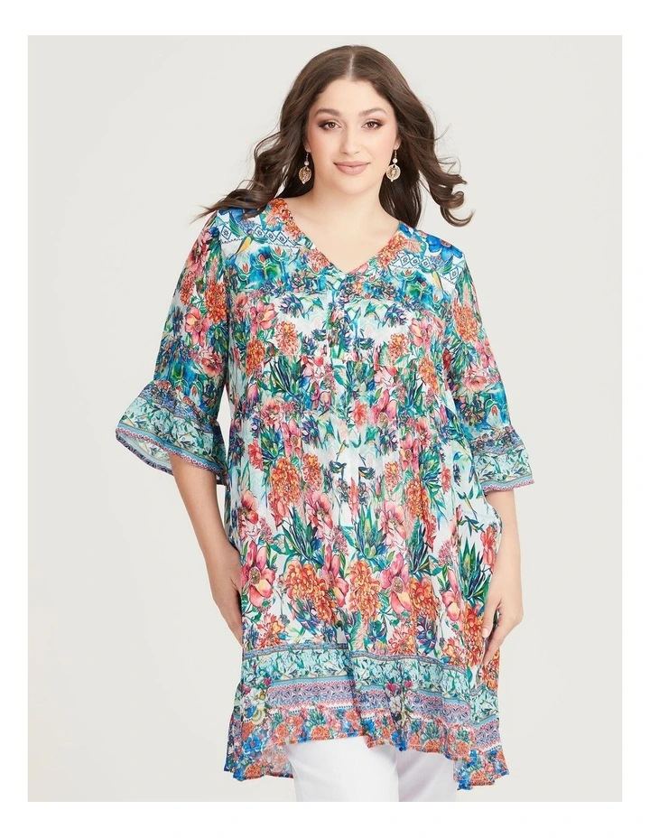Natural Beaucoup Tiered Tunic in Print image 4