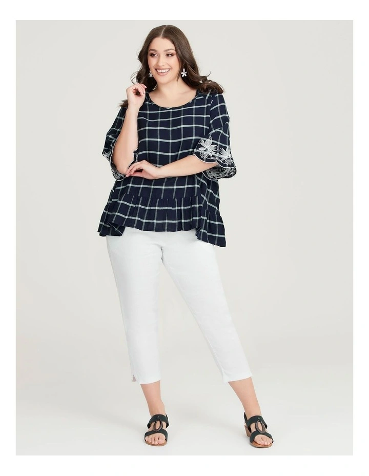 Taking Shape Cotton Embroidery Check Top in Print | MYER