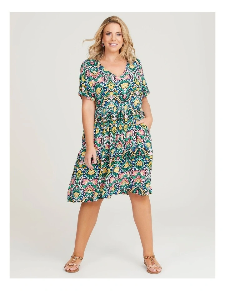 Natural Folk Dress in Print image 1