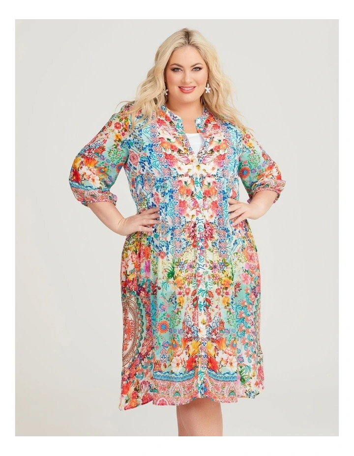 Rachel Natural Floral Dress in Print image 3