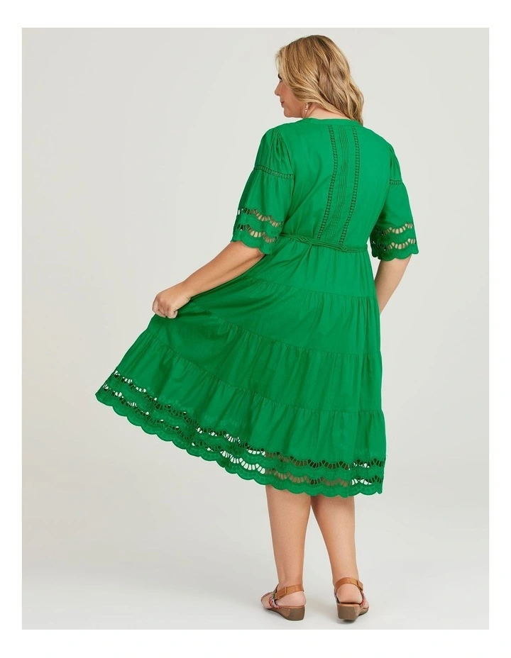 Cotton Amazon Broderie Dress in Botanical Green image 2