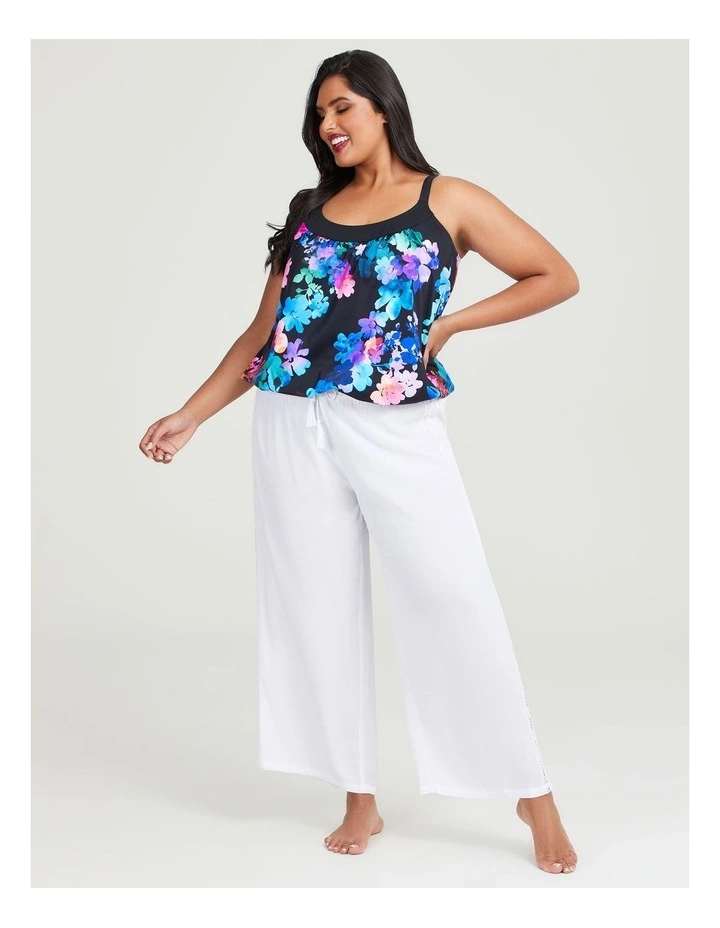 Lace Trim Pull On Pant in White image 1