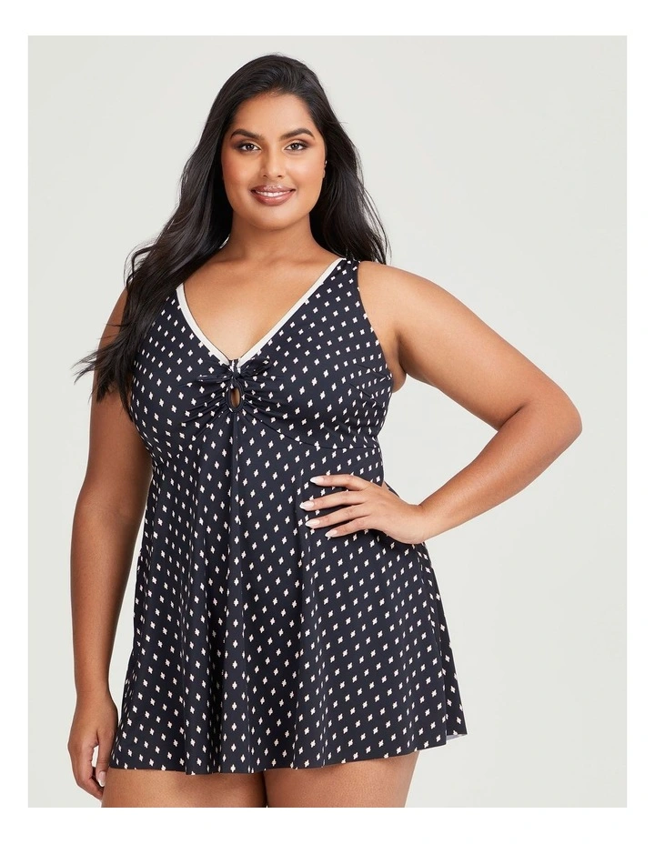 Diamond Print Tie Swimsuit in Black image 1