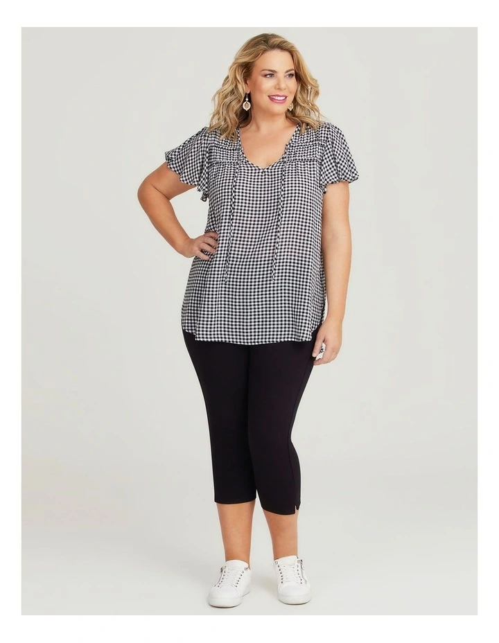 Natural Gingham Floaty Top in Black/off White image 6