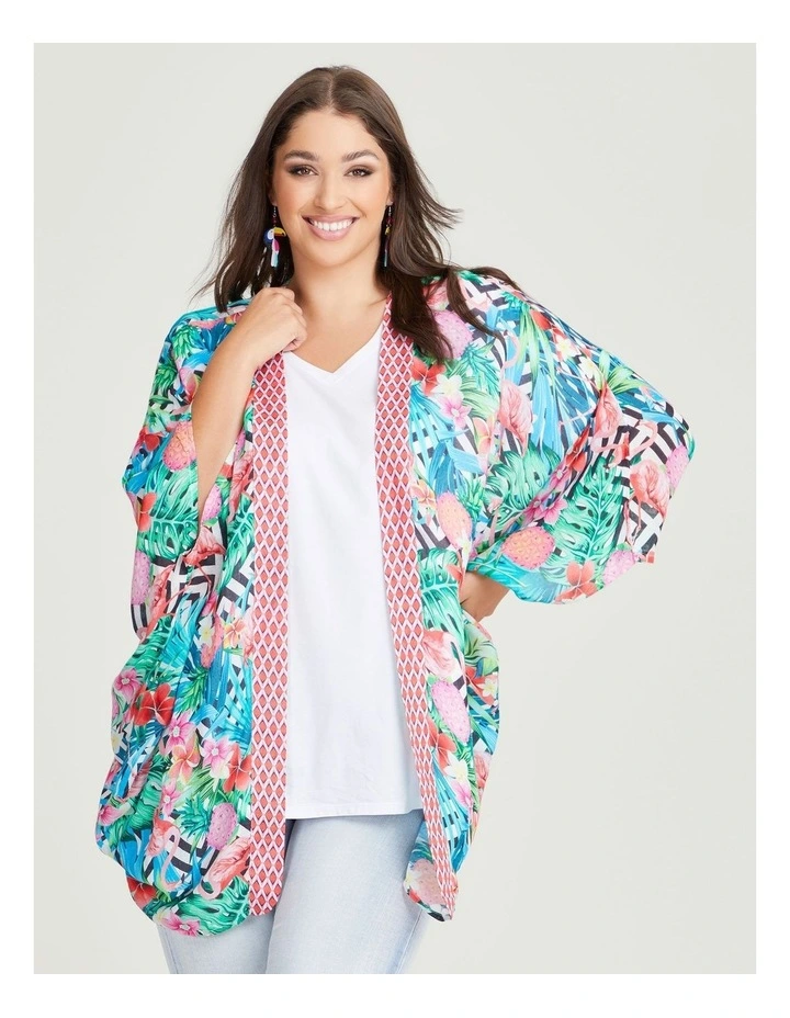 Pineapple Cape Kimono in Multi image 1