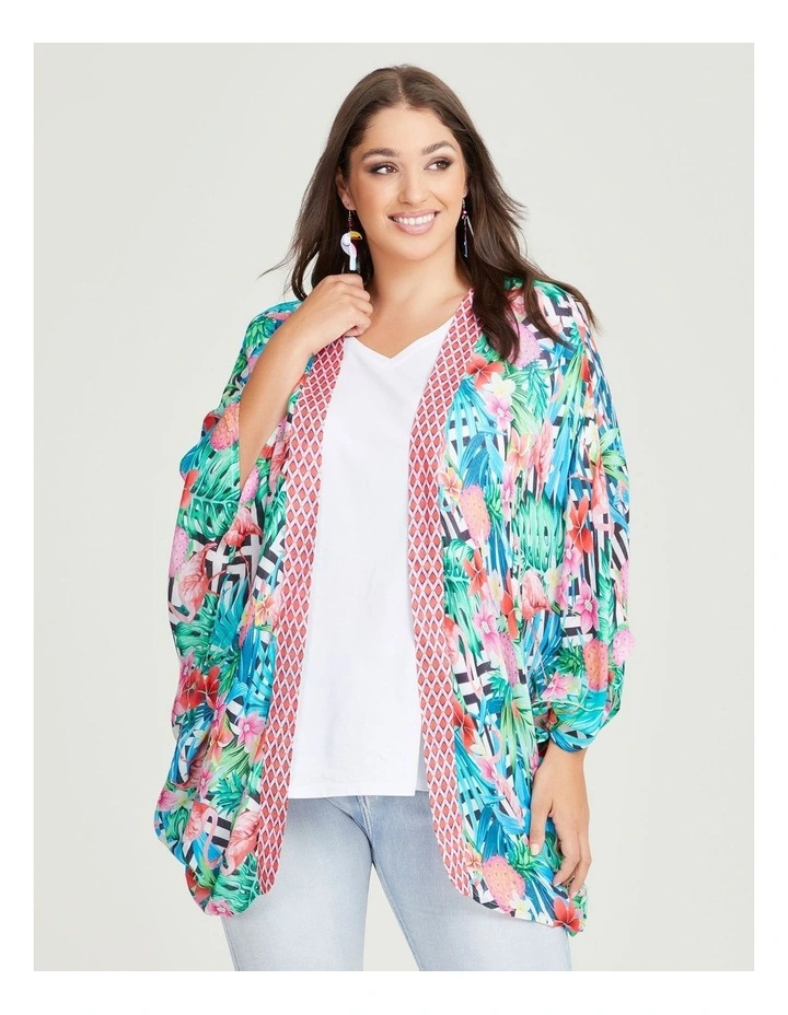 Pineapple Cape Kimono in Multi image 3
