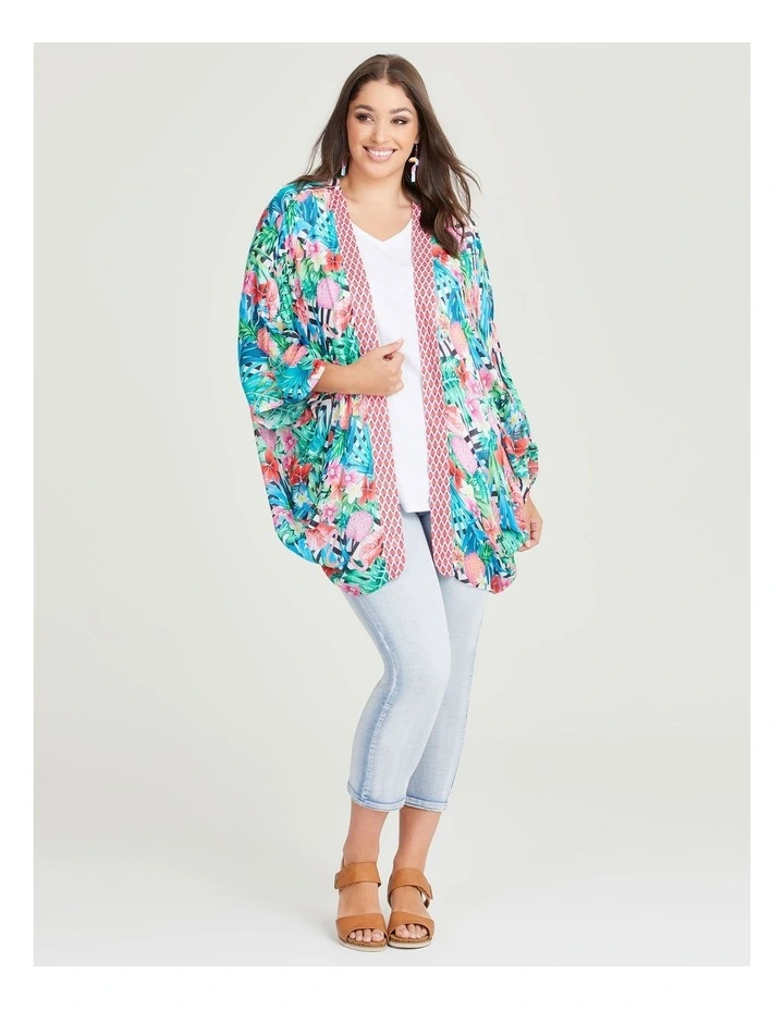 Pineapple Cape Kimono in Multi image 4