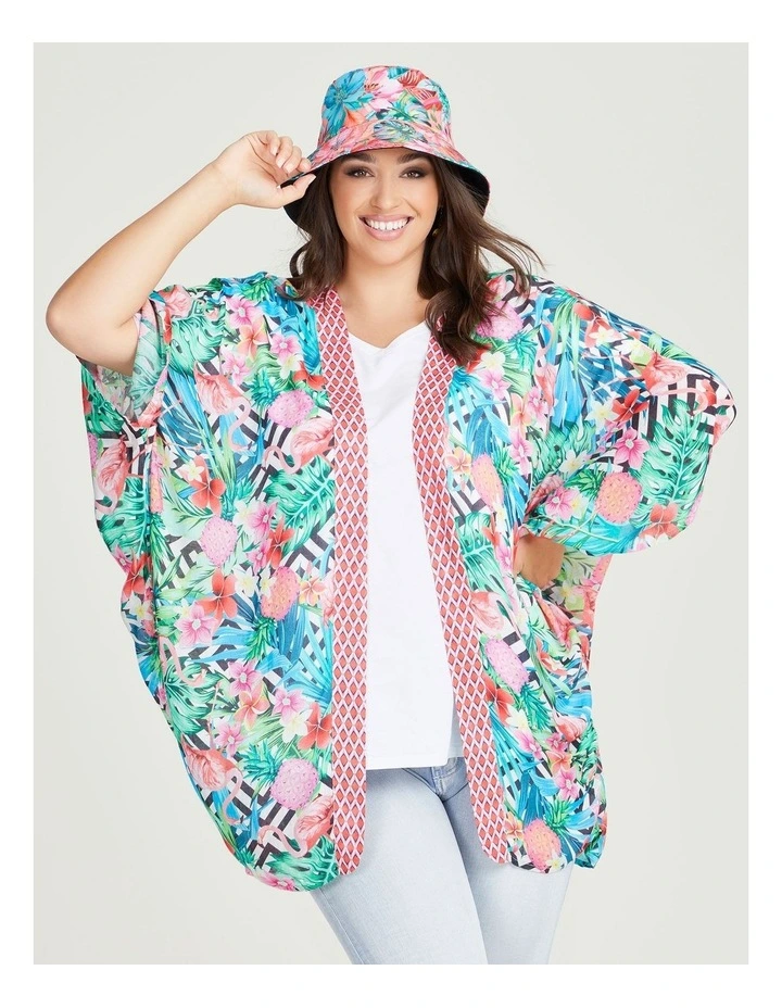 Pineapple Cape Kimono in Multi image 5