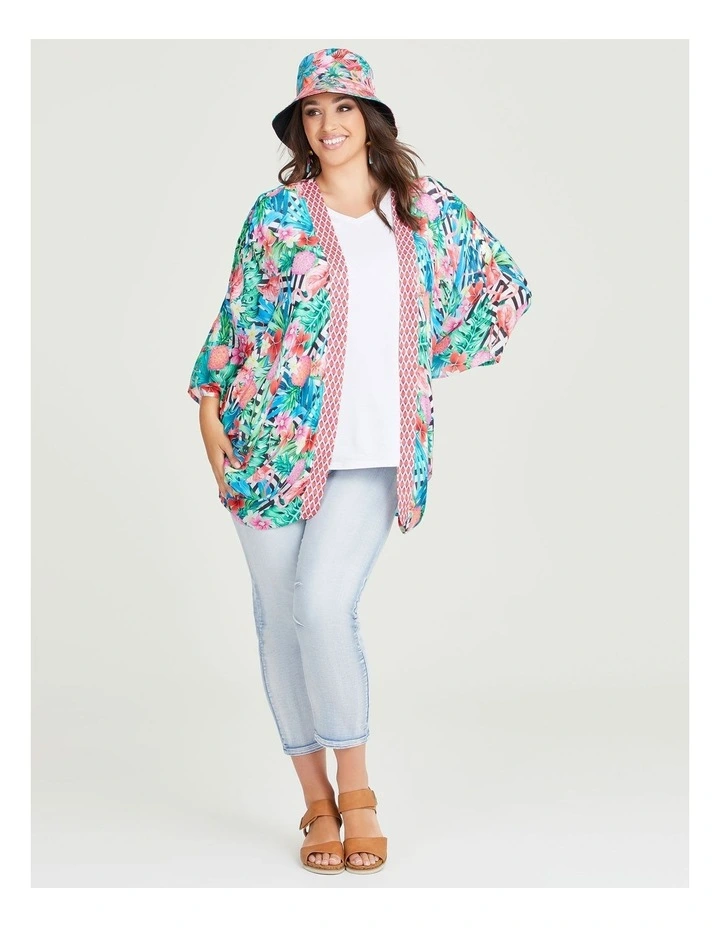 Pineapple Cape Kimono in Multi image 6