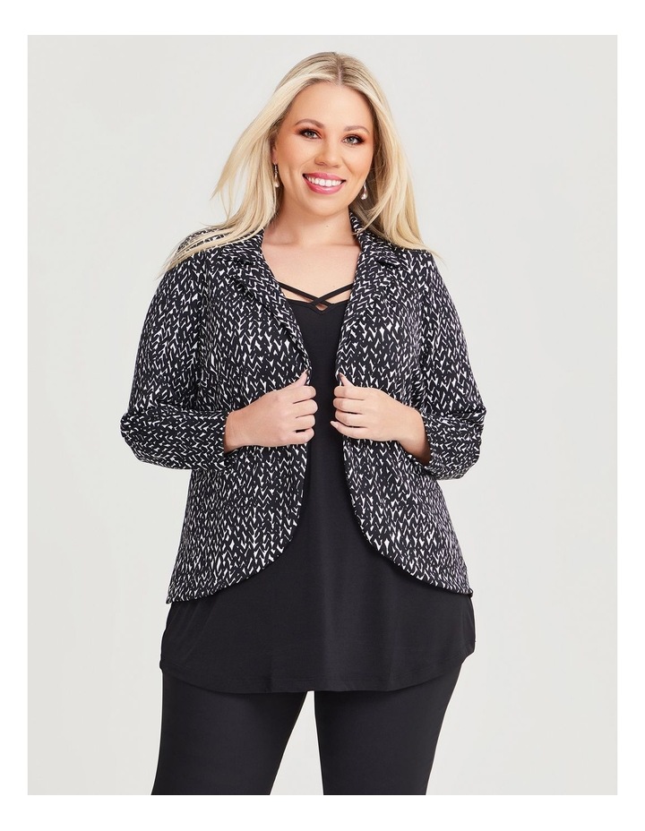 Geo Knit Ponte Jacket in Black/White Assorted