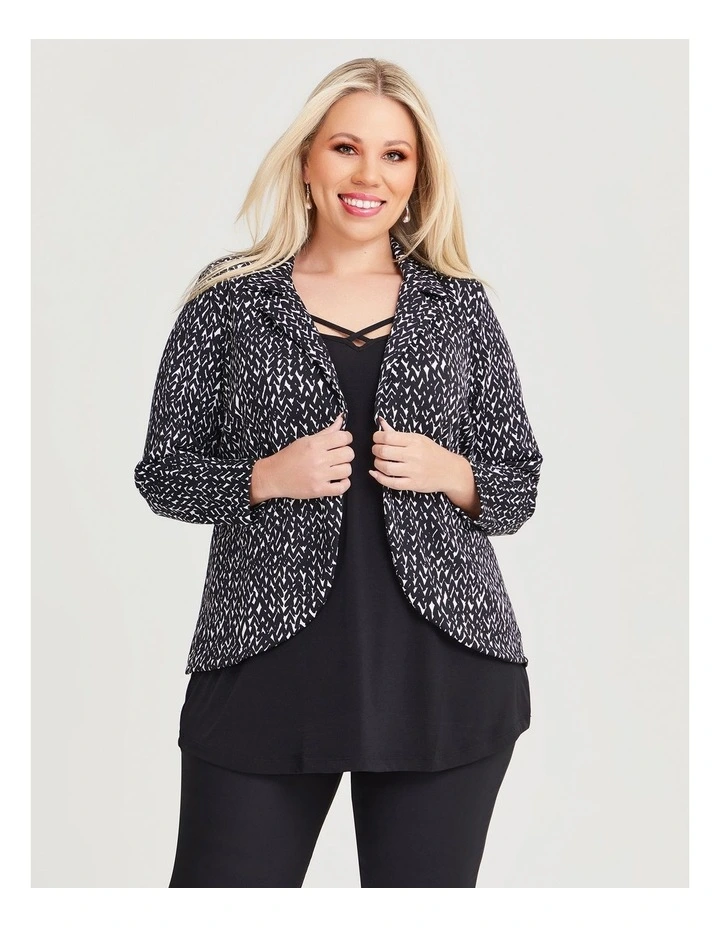 Geo Knit Ponte Jacket in Black/White image 1
