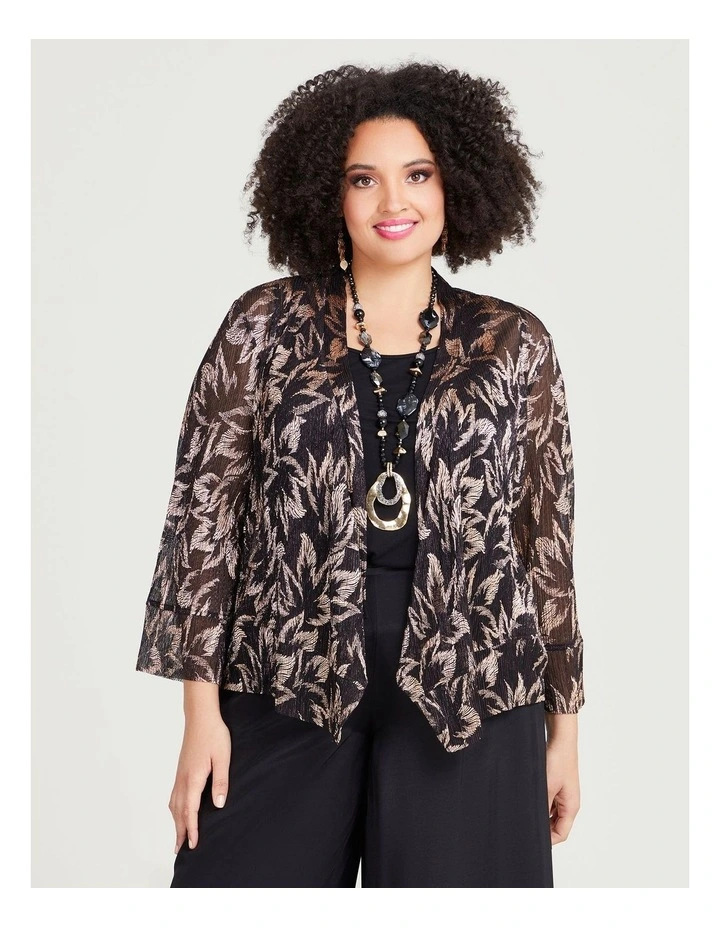Summer Glow Pleat Cardigan in Black/Rose Gold image 1