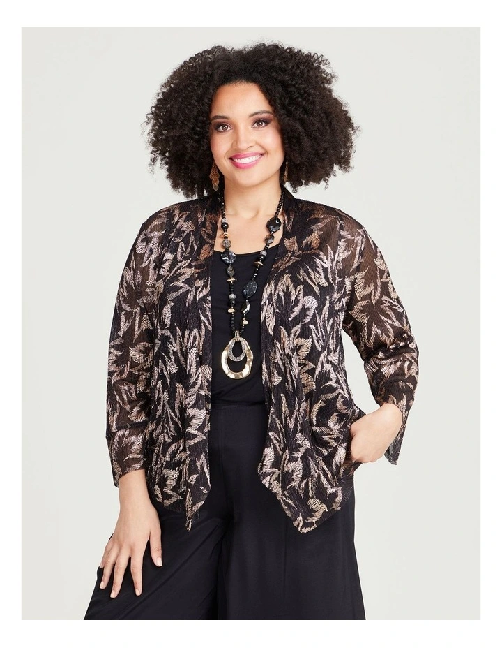 Summer Glow Pleat Cardigan in Black/Rose Gold image 3