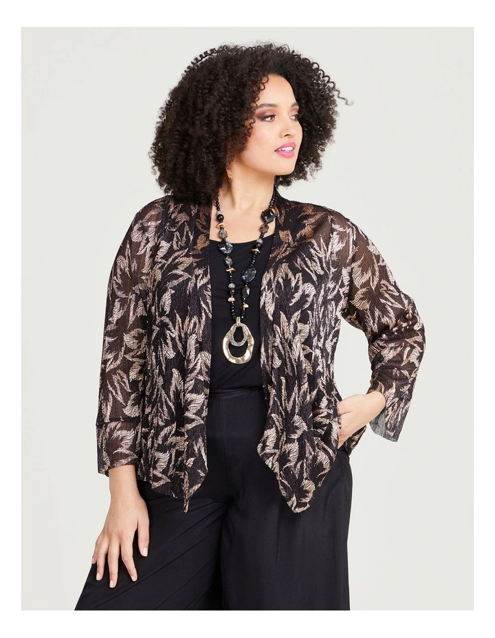 Summer Glow Pleat Cardigan in Black/Rose Gold image 4