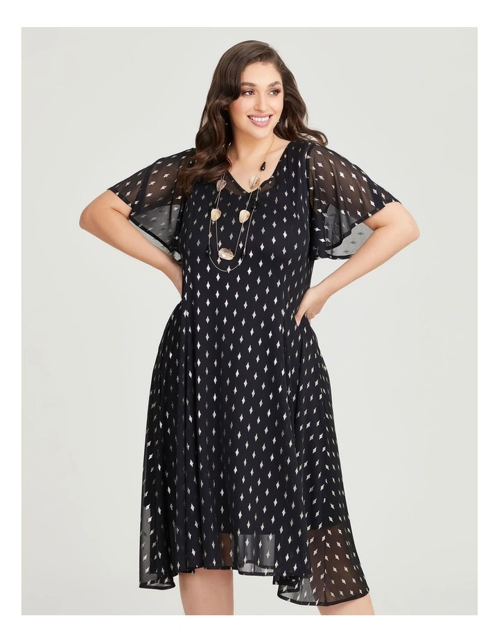 Diamond Mesh Cocktail Dress in Black/Gold image 4