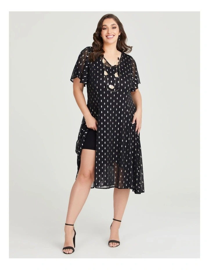 Diamond Mesh Cocktail Dress in Black/Gold image 5