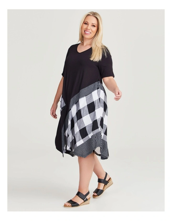Adriana Check Bamboo Dress in Black/White image 5