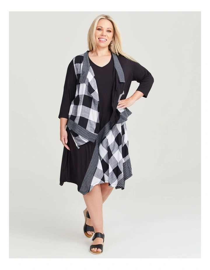 Adriana Check Bamboo Dress in Black/White image 7