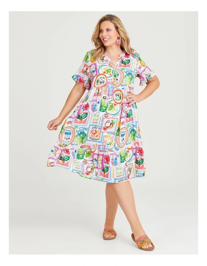 Natural Postcard Dress in Print image 1