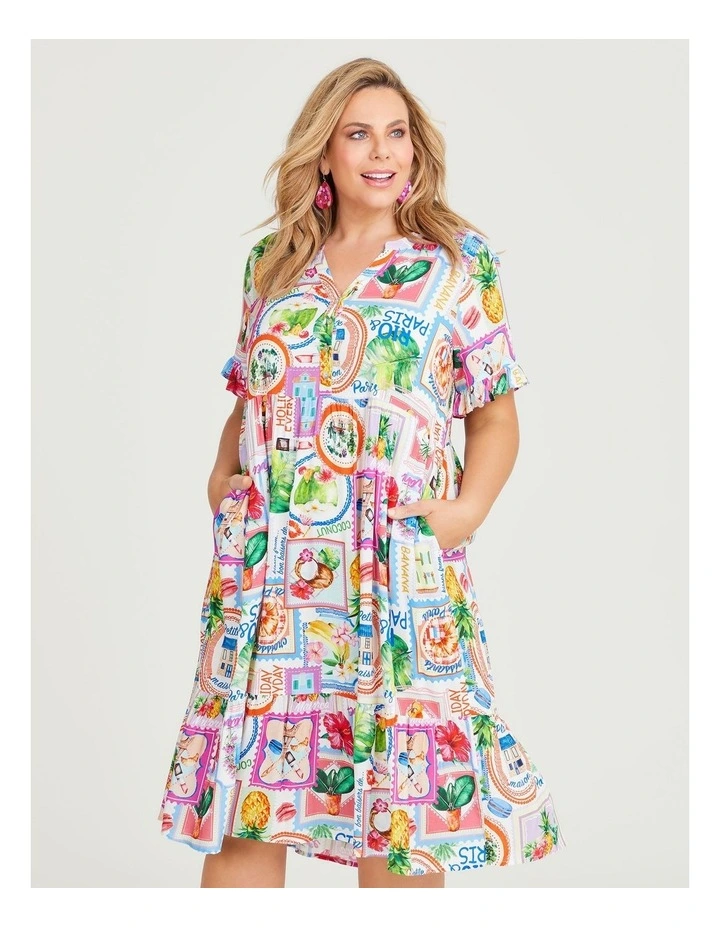 Natural Postcard Dress in Print image 3