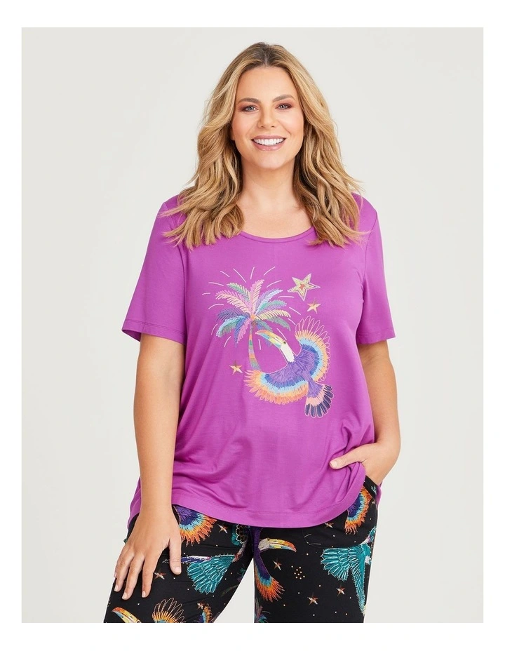 Bamboo Jungle Pyjama Top in Rose Bud image 4