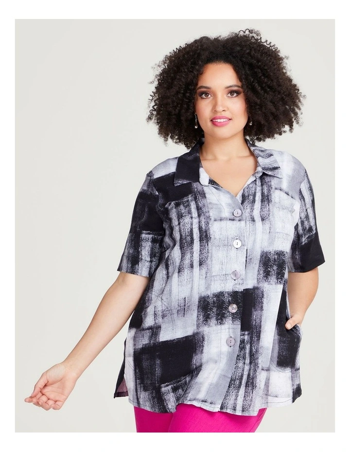 Natural Lia Abstract Shirt in Print image 1
