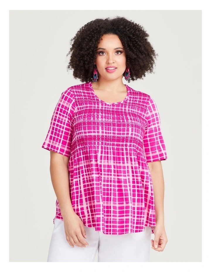 Natural Check Top in Pink image 1