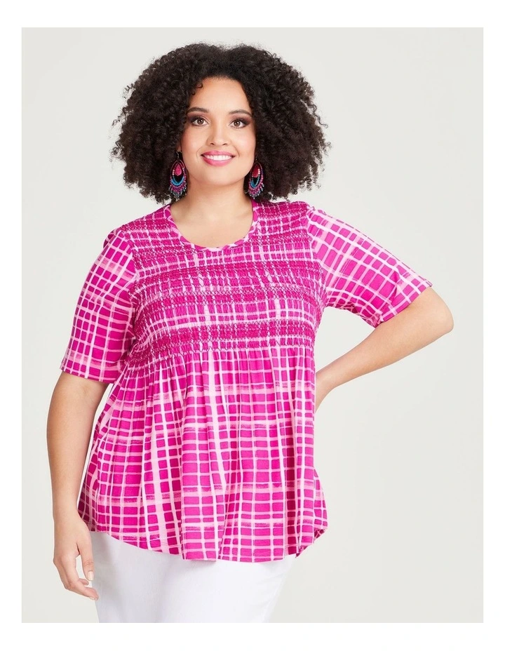 Natural Check Top in Pink image 3