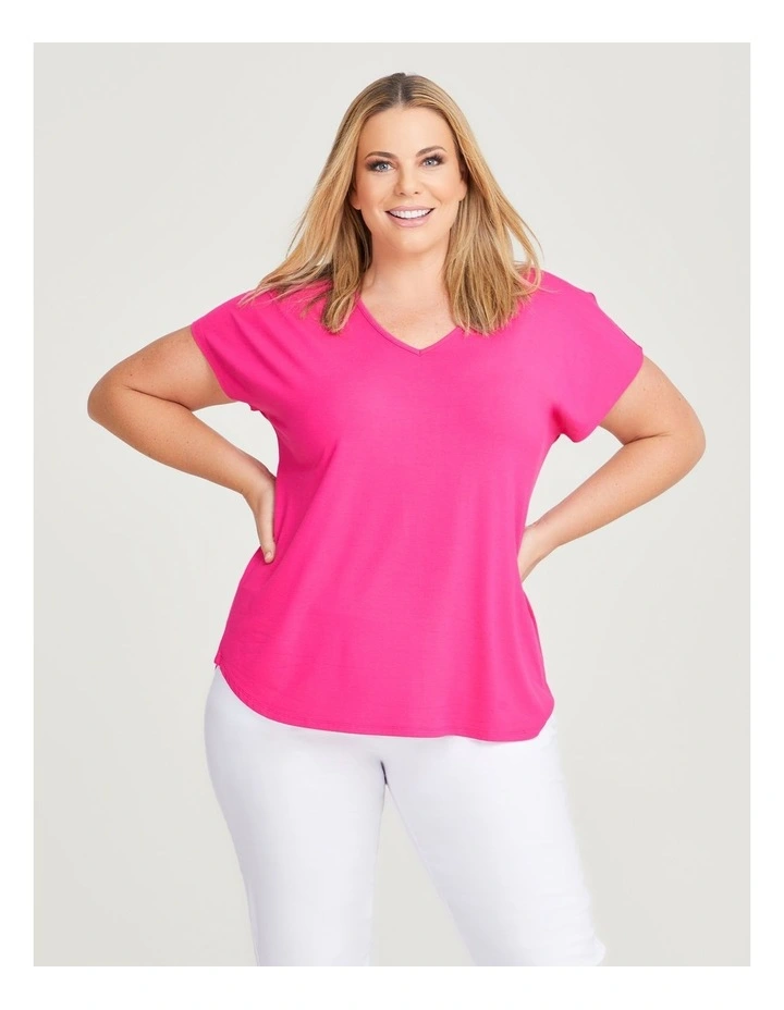 Natural Everyday V-Neck Top in Super Pink image 1