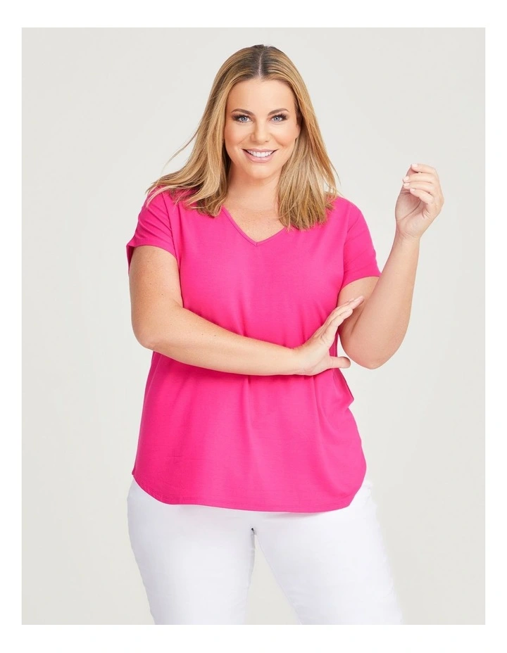 Natural Everyday V-Neck Top in Super Pink image 3