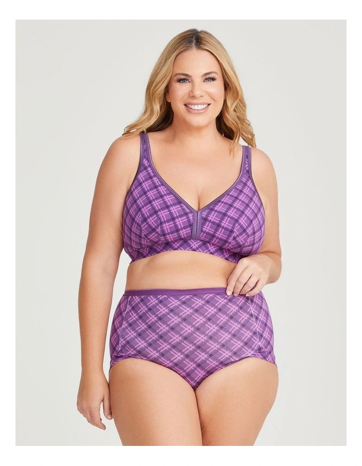 Wirefree Cotton Soft Cup Bra in Check image 1