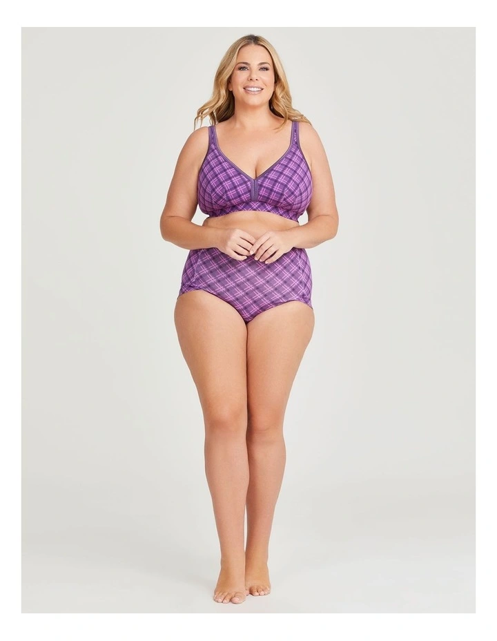 Wirefree Cotton Soft Cup Bra in Check image 4