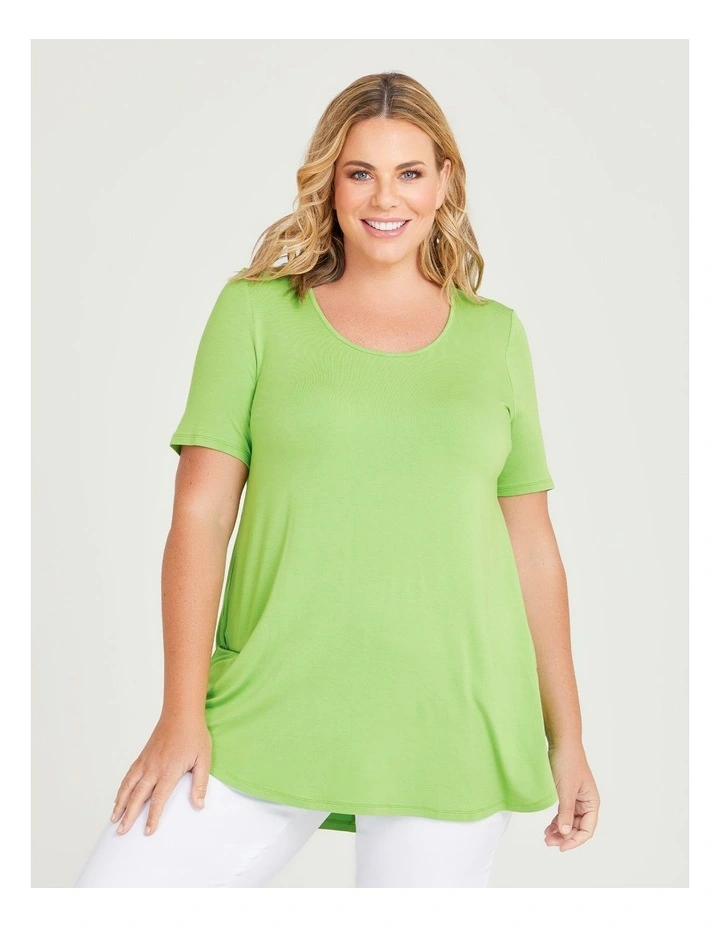 Taking Shape Bamboo Base Short Sleeve Top in Lime Green | MYER