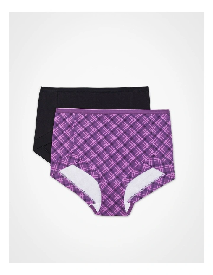 Eco Cotton Check Briefs 2 Pack in Check image 1