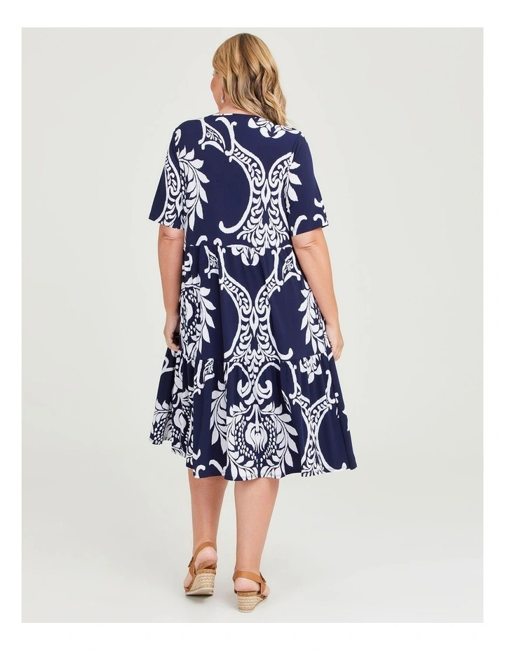 Phoebe Print Tier Dress in Navy/White image 2