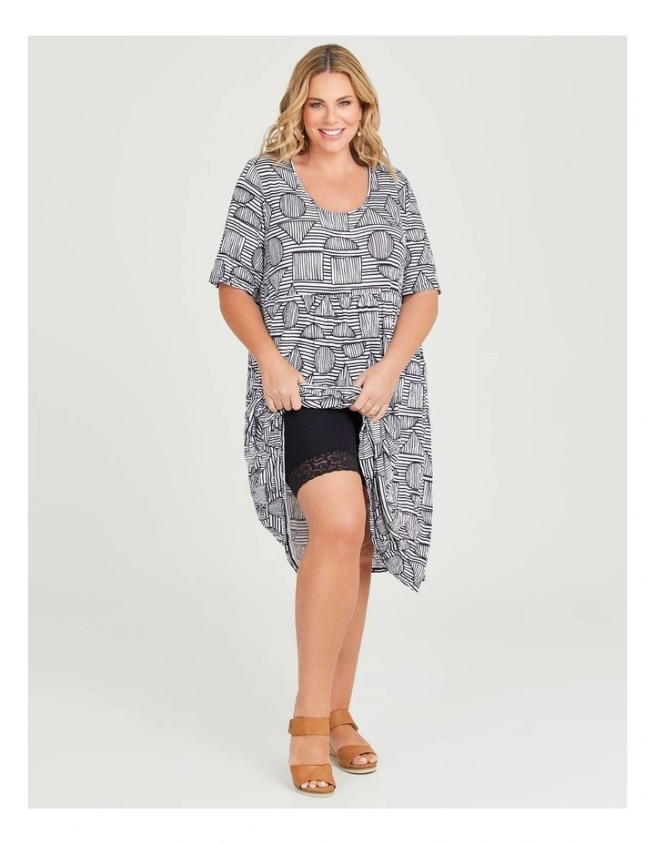 Mixed Geo Dress in Black/White Print image 4