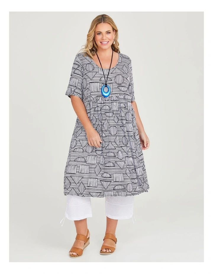 Mixed Geo Dress in Black/White Print image 5