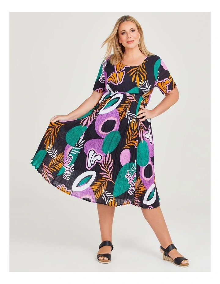 Cotton Gauze Favourite Dress in Navy Abstract Print image 1