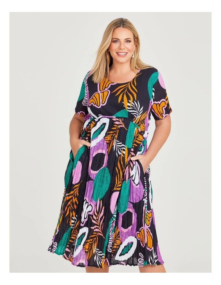 Cotton Gauze Favourite Dress in Navy Abstract Print image 3