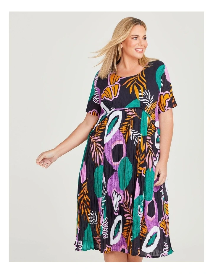 Cotton Gauze Favourite Dress in Navy Abstract Print image 4