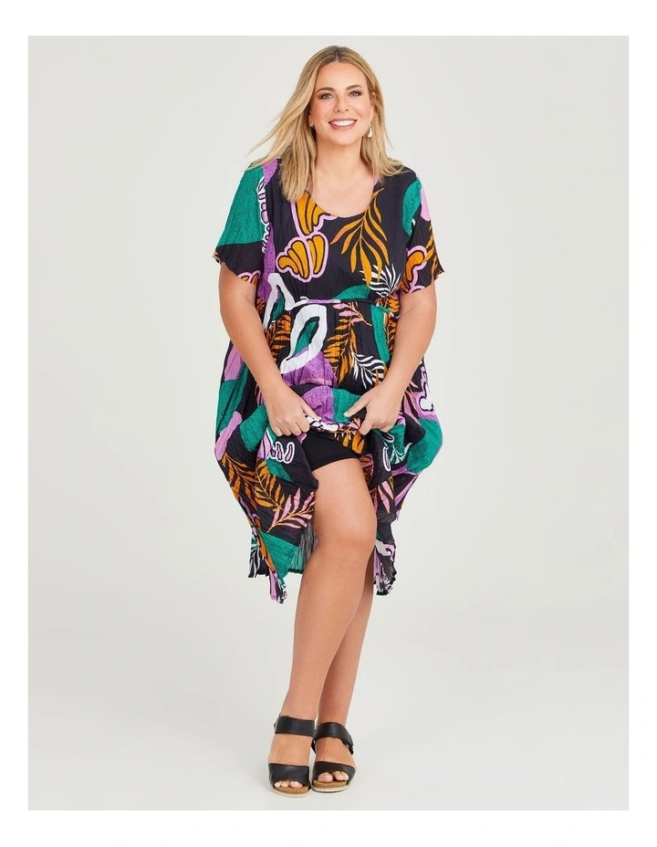 Cotton Gauze Favourite Dress in Navy Abstract Print image 5