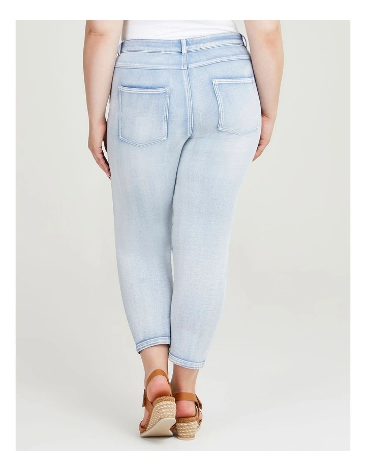Cotton Blend Ankle Jeans in Ice Blue image 2