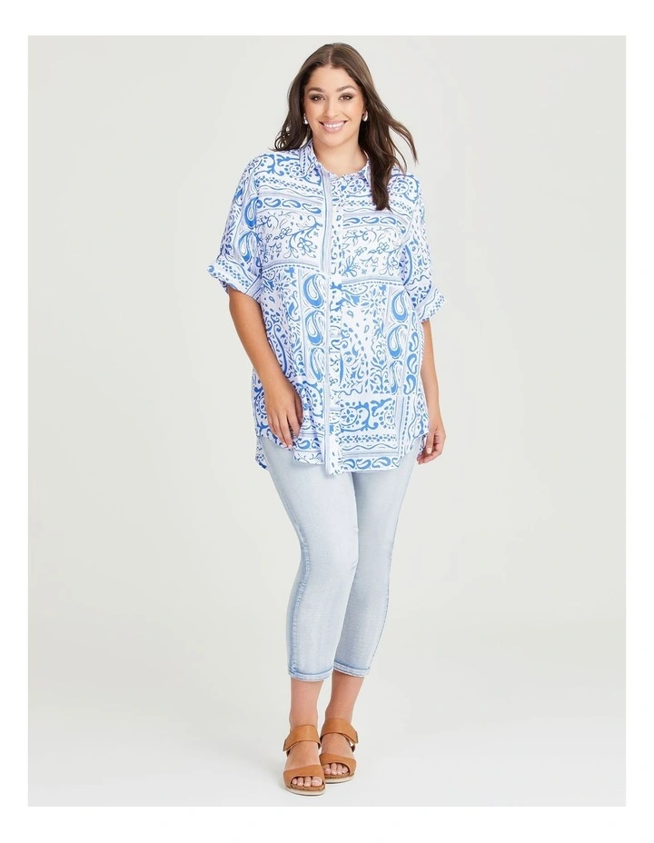 Cotton Blend Ankle Jeans in Ice Blue image 3