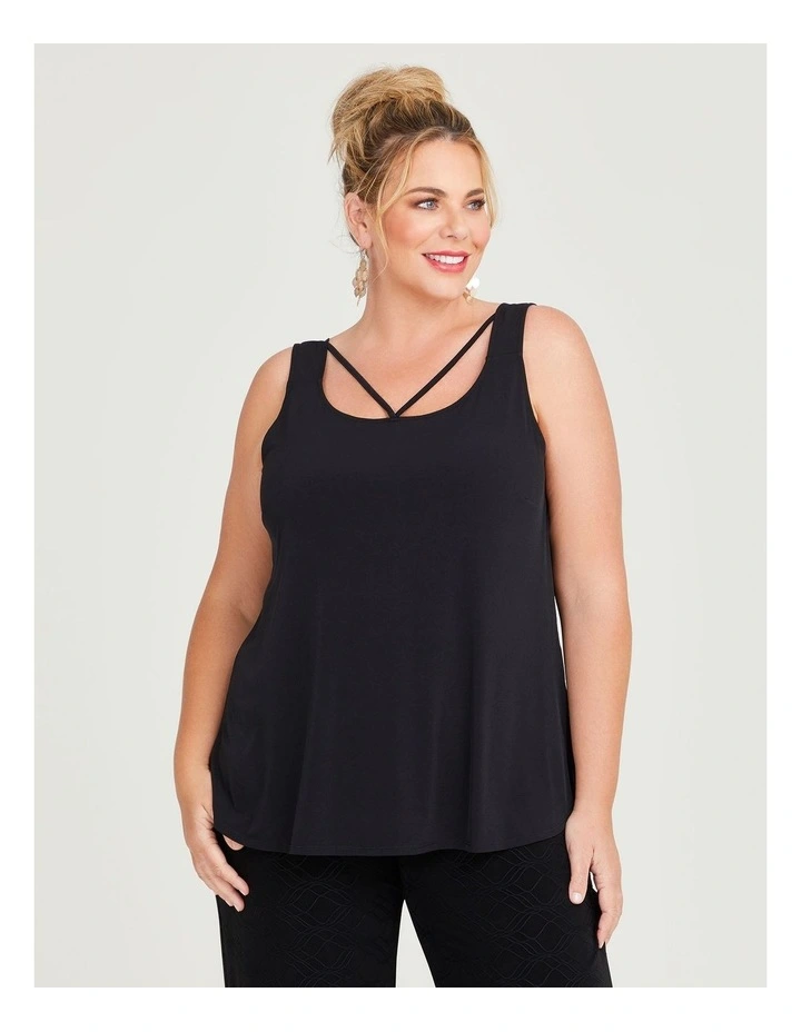 Luna Cross Front Tank in Black image 1