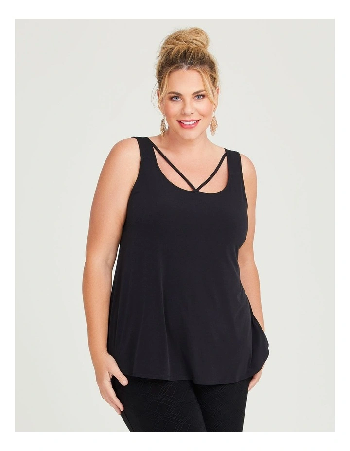 Luna Cross Front Tank in Black image 3
