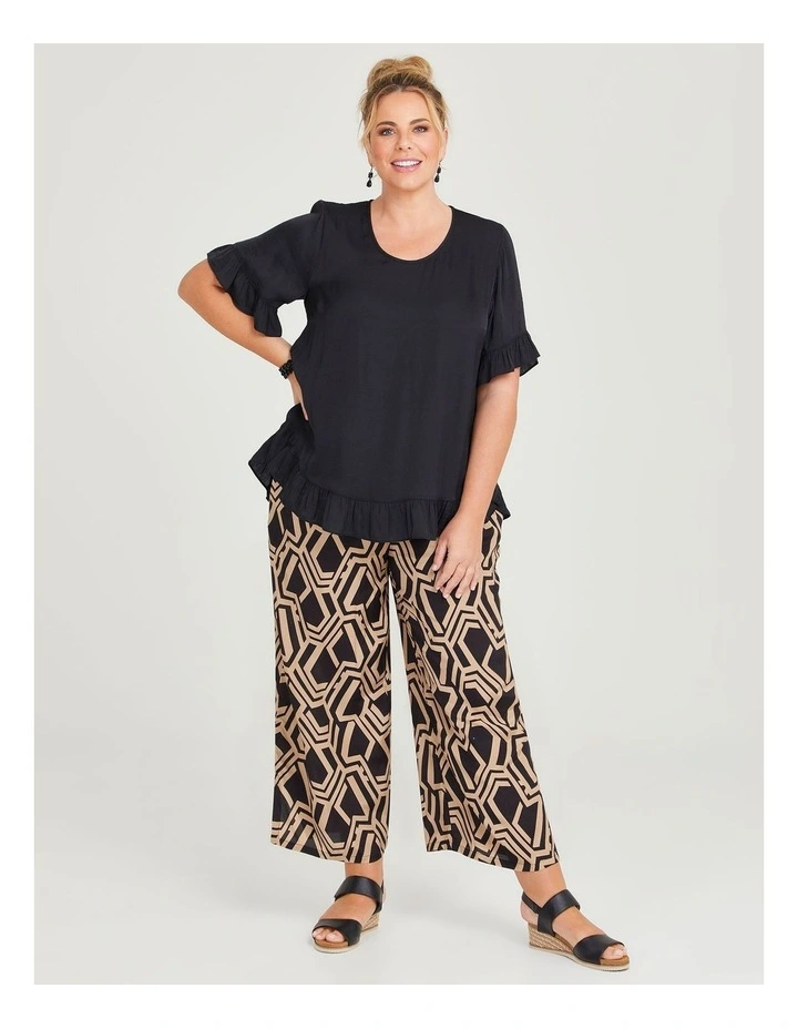 Ruffle Hem Luxe Top in Black image 4