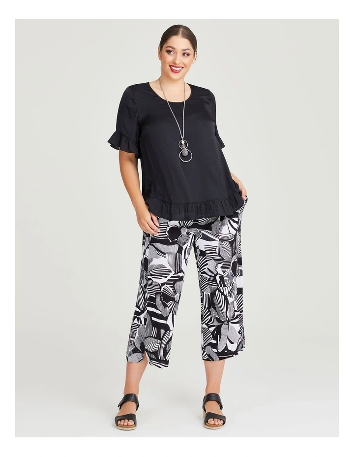 Ruffle Hem Luxe Top in Black image 6